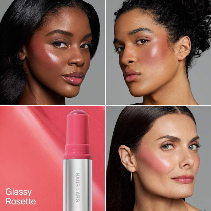 Haus Labs Color Fuse Glassy Lip + Cheek Blush Balm Stick | Glassy Rosette