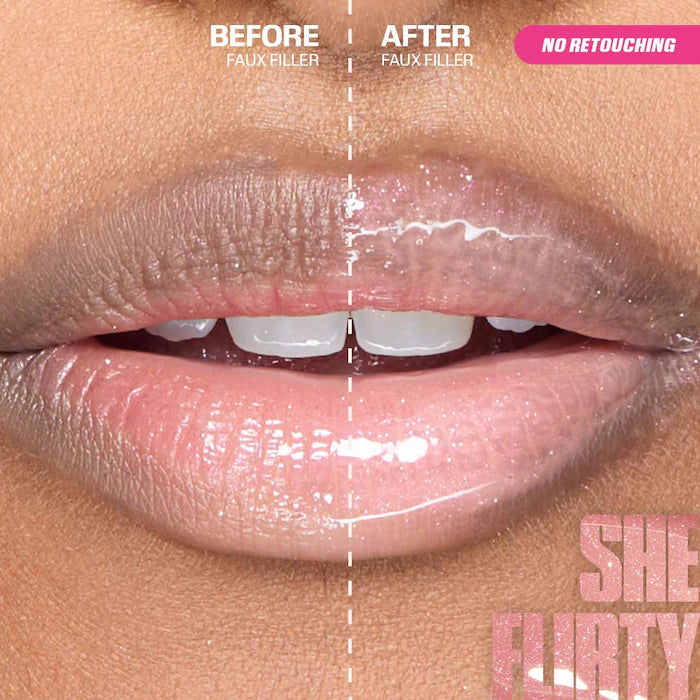 Huda Beauty Faux Filler Icy Nude Lip Gloss | She Flirty