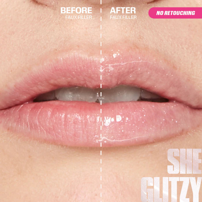Huda Beauty Faux Filler Icy Nude Lip Gloss | She Glitzy