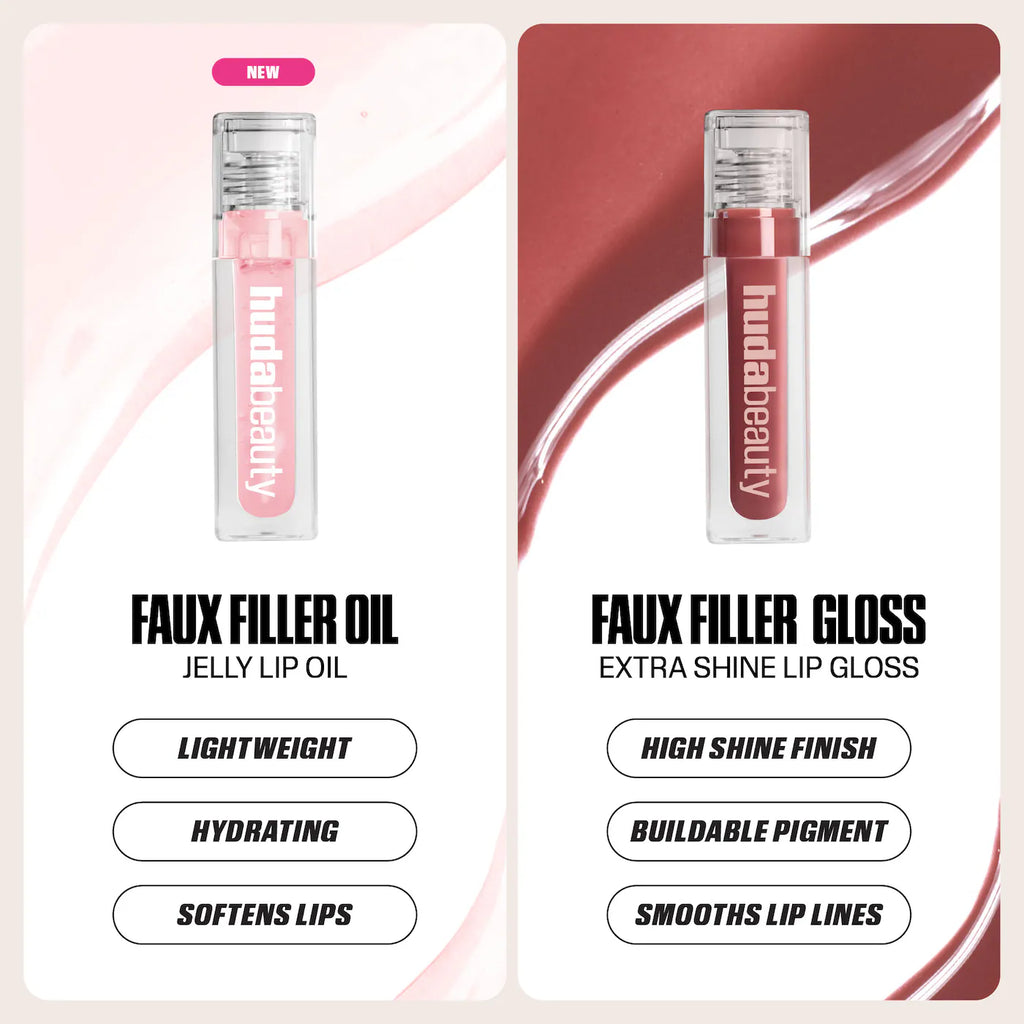 Huda Beauty Faux Filler Ultra-Hydrating Tinted Jelly Lip Oil | Juicy Pink Lady