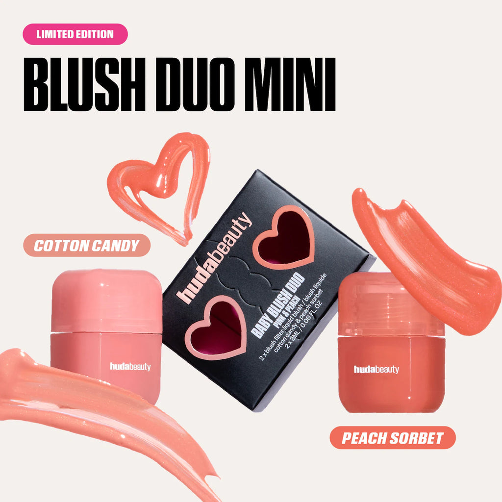 Huda Beauty Mini Baby Blush Duo Set | Cotton Candy & Peach Sorbet