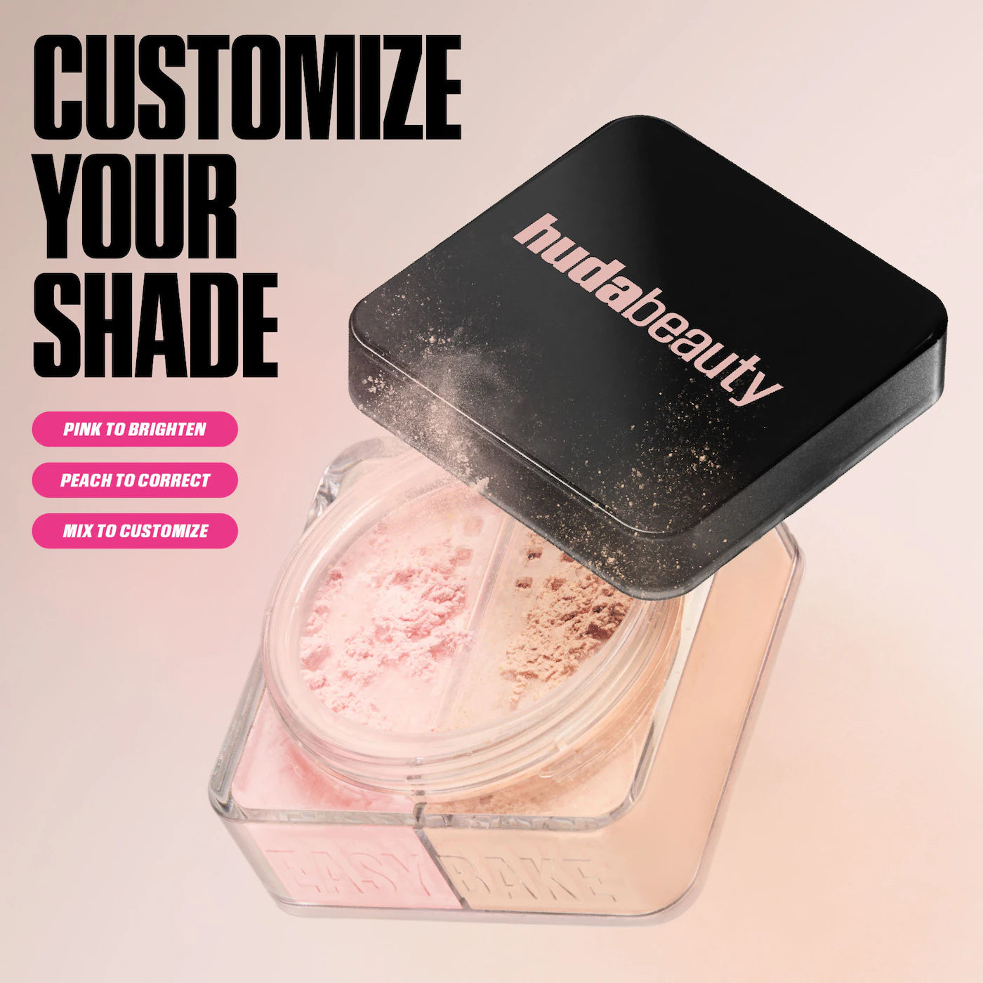Huda Beauty Easy Bake Loose Powder Brightening + Correcting Duo | Cherry Peach