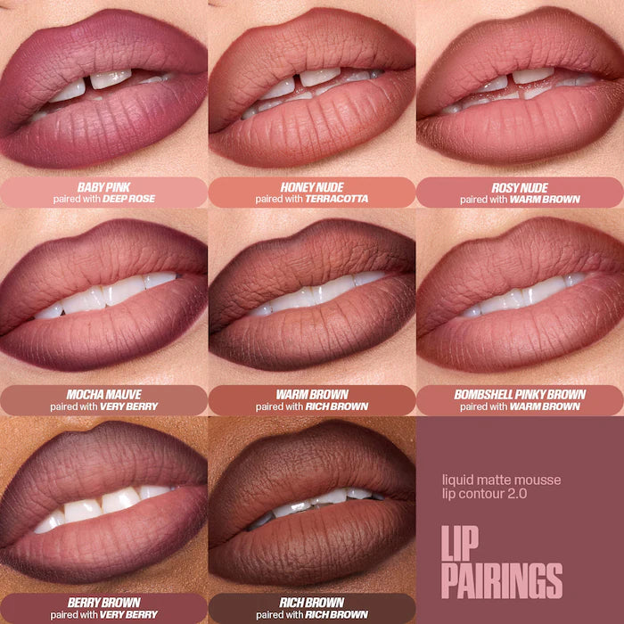 Huda Beauty Liquid Matte Mousse Soft Blur Lip Cream 7.5 ml / 0.25 oz | Bombshell Pinky Brown