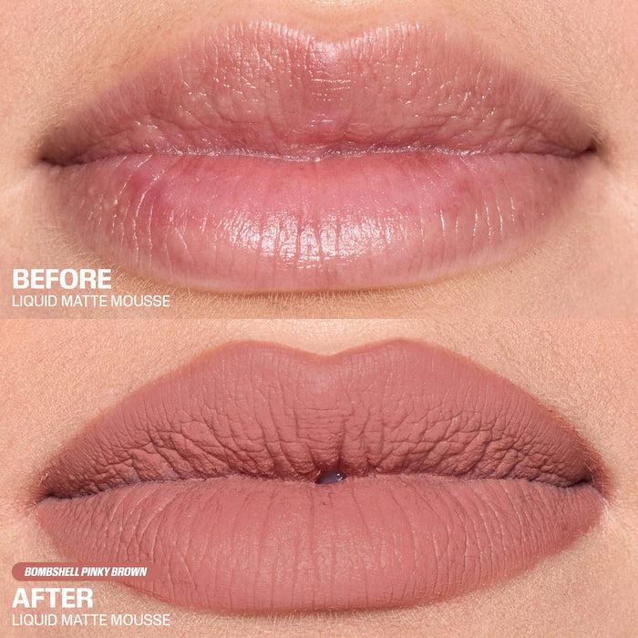 Huda Beauty Liquid Matte Mousse Soft Blur Lip Cream 7.5 ml / 0.25 oz | Bombshell Pinky Brown