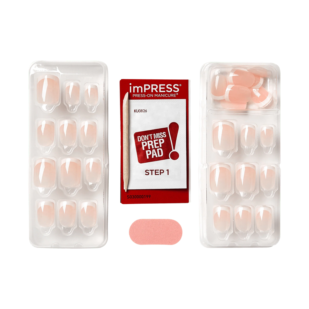 Kiss imPRESS Design Short Press-On Manicure Nails | Chic French