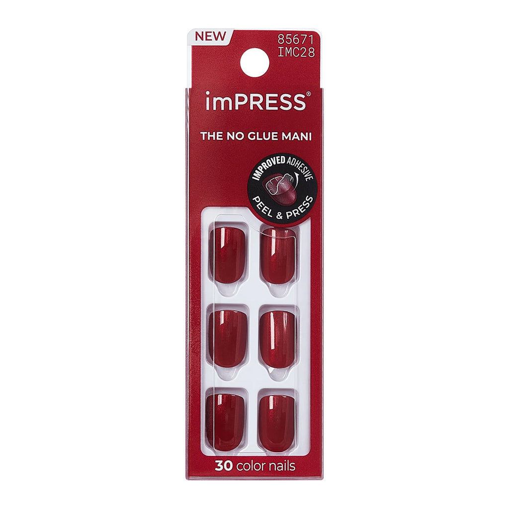 Kiss imPRESS Design Short Press-On Manicure Nails | Red Velvet
