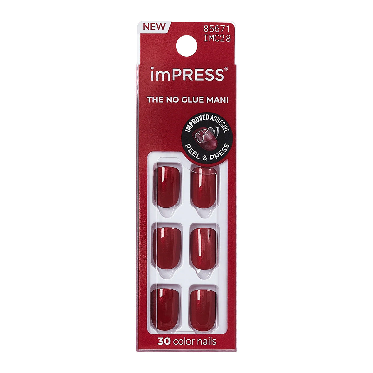 Kiss imPRESS Design Short Press-On Manicure Nails | Red Velvet