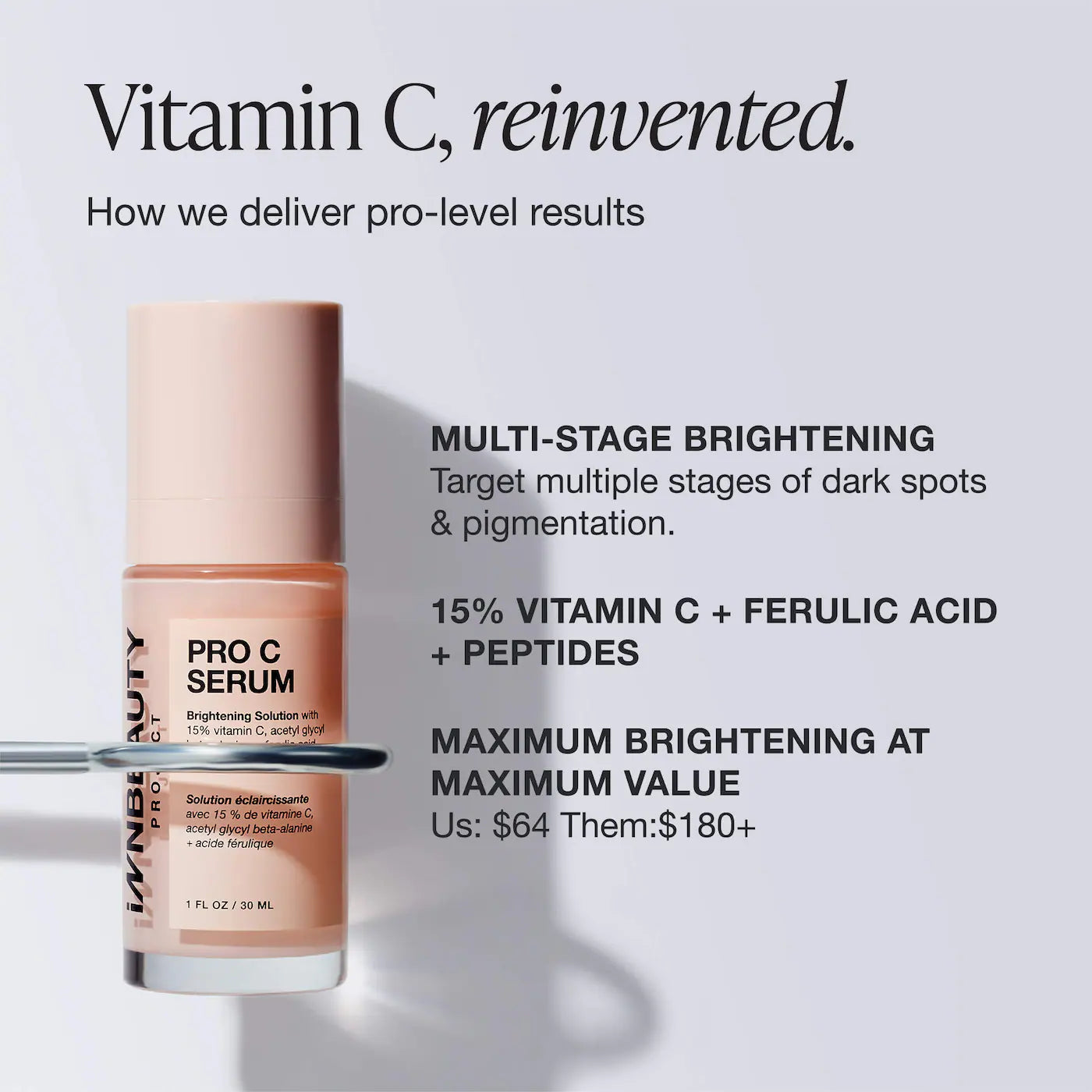 iNNBEAUTY PROJECT Pro C Serum Brightening Solution with 15% Vitamin C + Ferulic Acid 30 ml / 1.0 oz