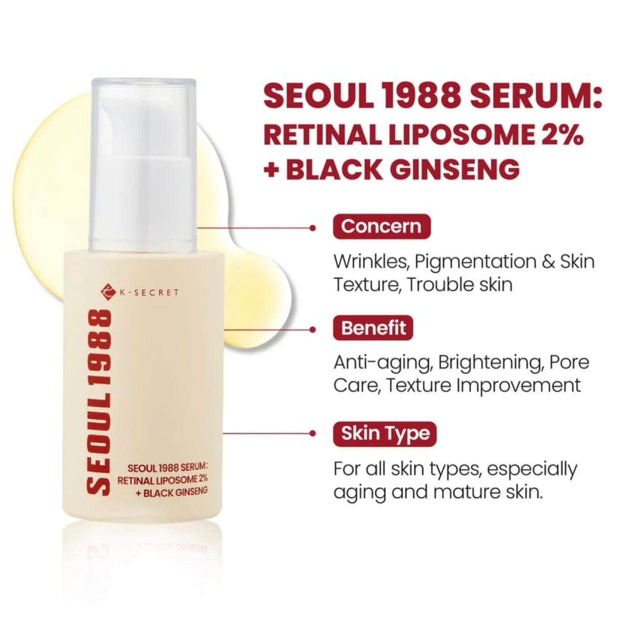 K-Secret Seoul 1988 Retinal Liposome 2% + Black Ginseng 30 ml