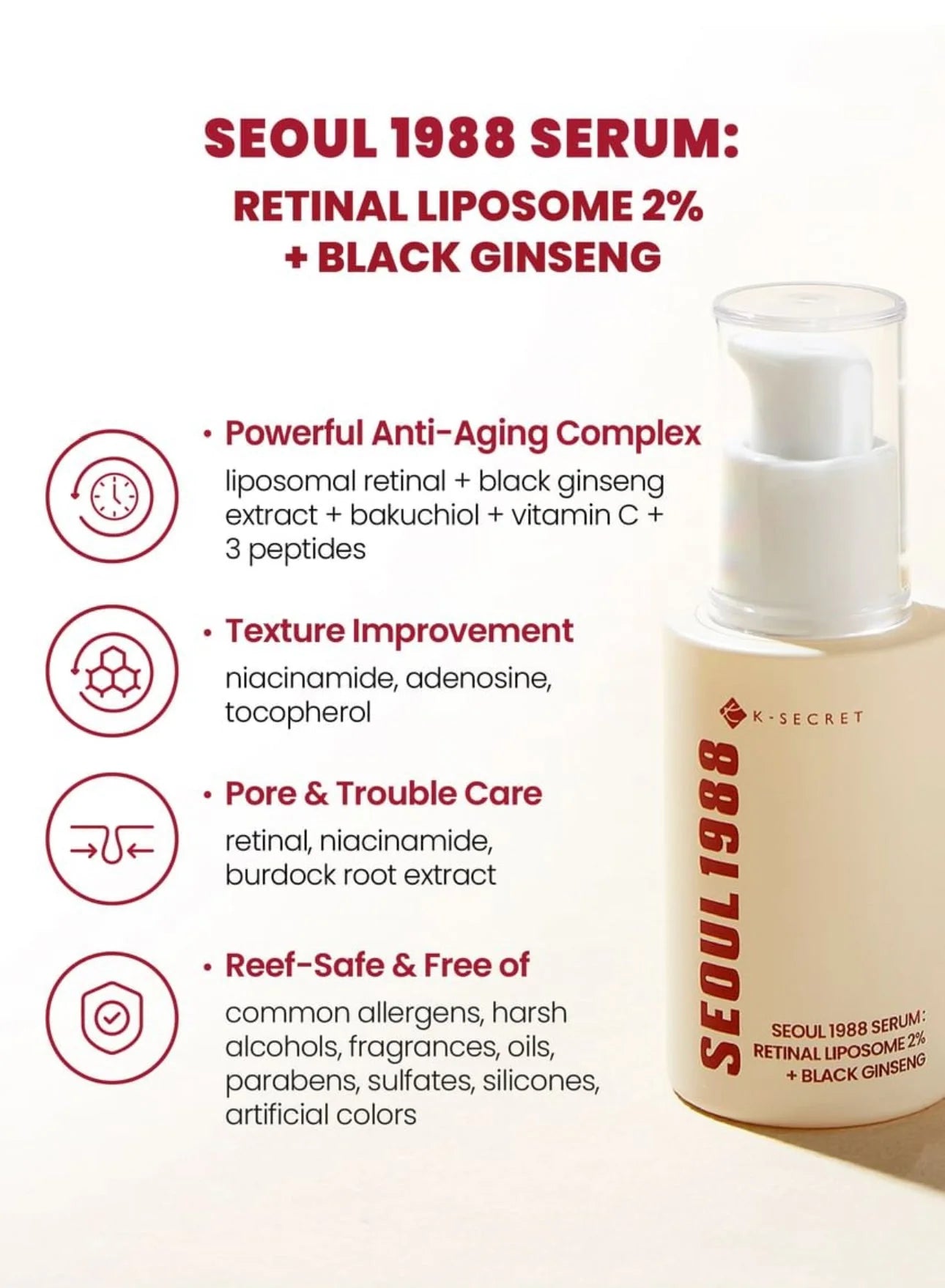 K-Secret Seoul 1988 Retinal Liposome 2% + Black Ginseng 30 ml