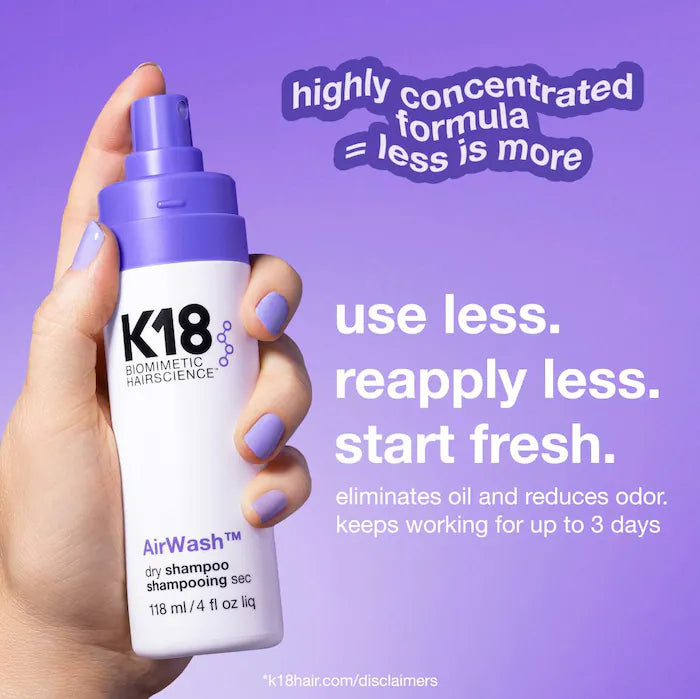 K18 Biomimetic Hairscience AirWash Dry Shampoo 118 ml / 4 oz.