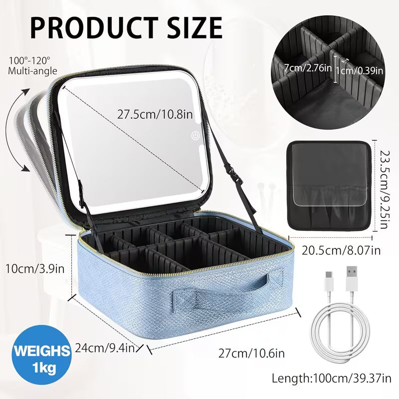 Pralena Portable Makeup Bag with LED Mirror