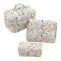 Rili Bags 3 Piece Bundle Makeup & Cosmetics Bag | Green Flowers & Plants