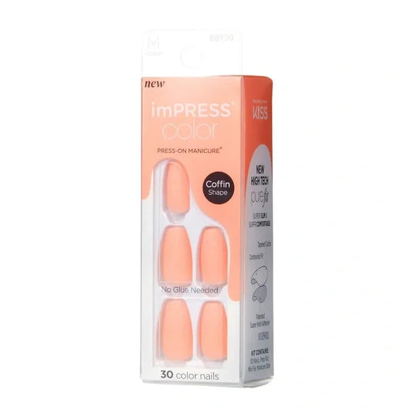 Kiss imPRESS Color Press-On Manicure | Florescence (Coffin)