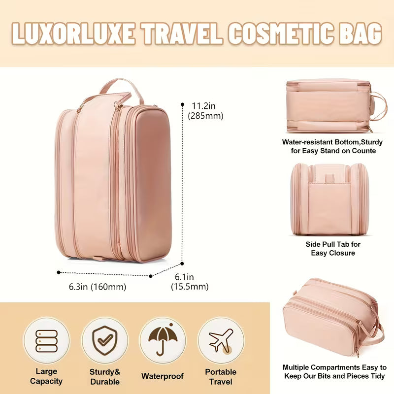 Lechen Multiple Zippered Pockets & Wrist Strap Toiletry Bag | Pink