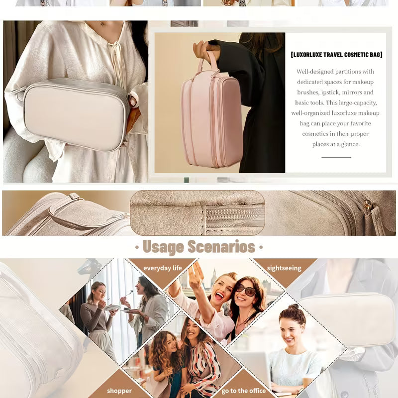 Lechen Multiple Zippered Pockets & Wrist Strap Toiletry Bag | Pink