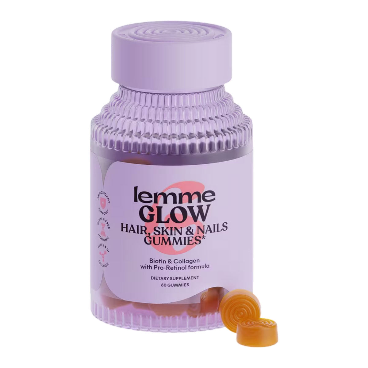 Lemme Glow Hair, Skin & Nails Gummies 60 Gummies