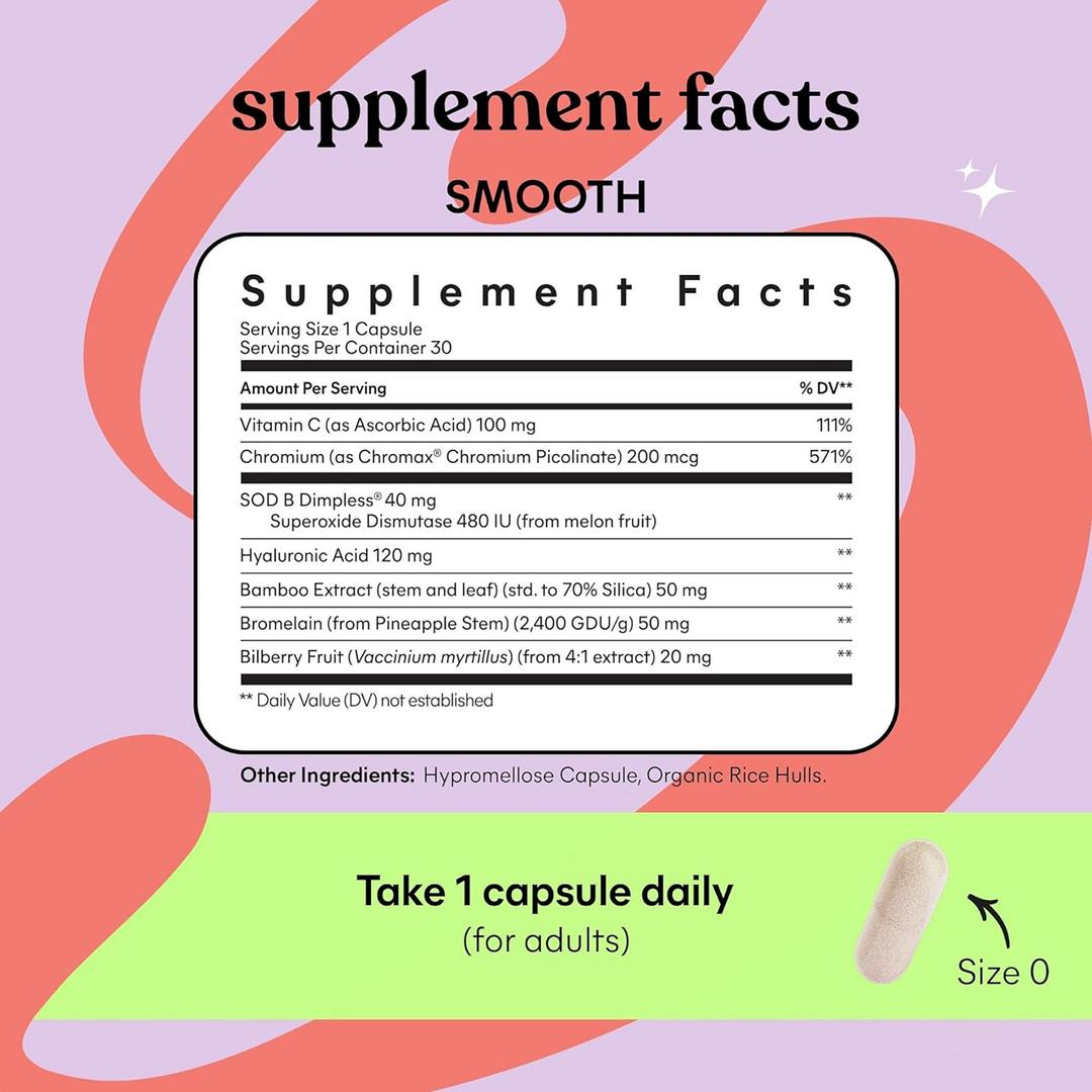 Lemme Smooth Cellulite Support & Skin Smoothing 30 Vegan Capsules