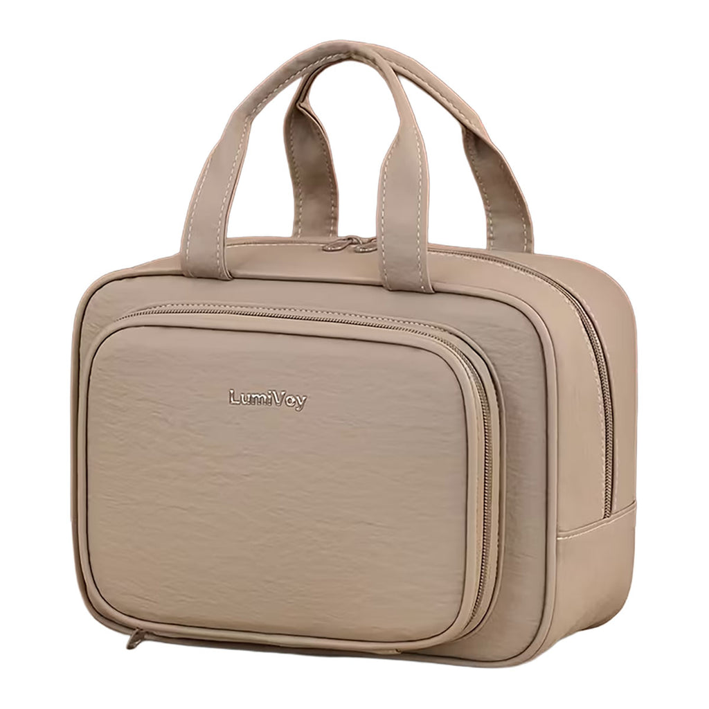 LumiVay Partitioned Storage Cosmetics Bag | Linen