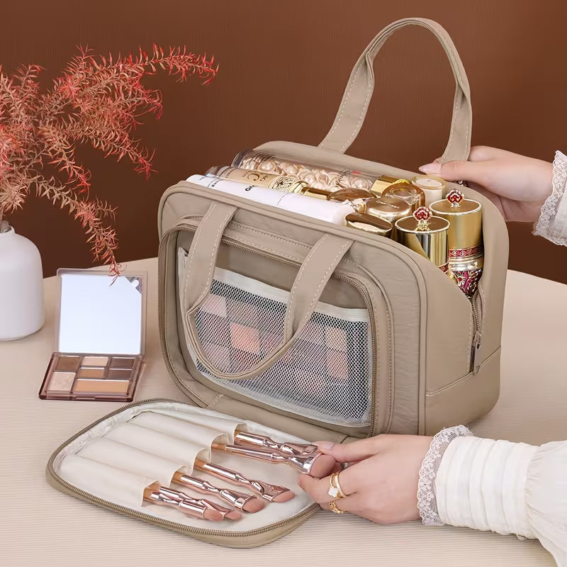 LumiVay Partitioned Storage Cosmetics Bag | Linen