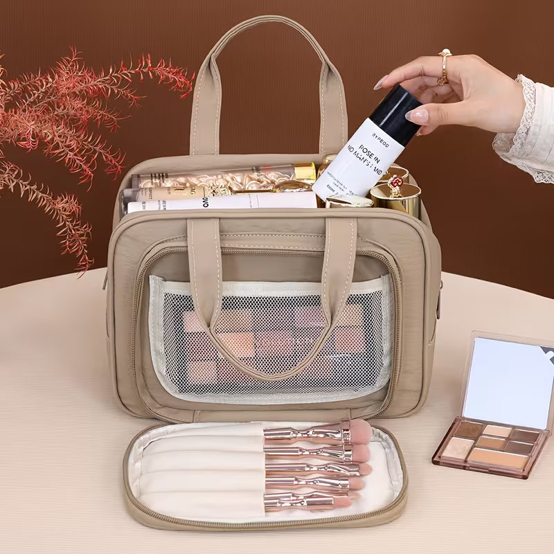 LumiVay Partitioned Storage Cosmetics Bag | Linen