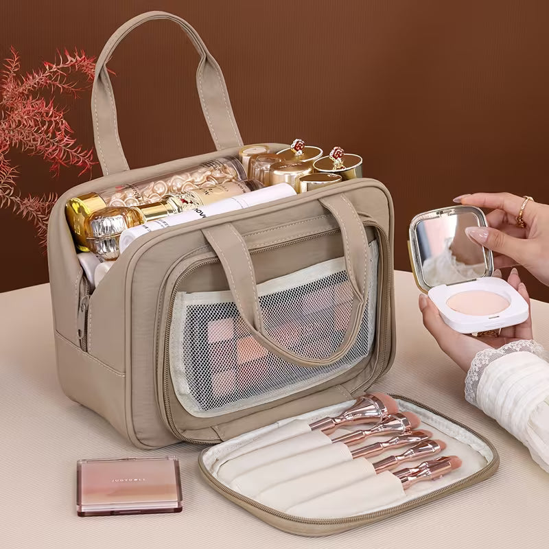 LumiVay Partitioned Storage Cosmetics Bag | Linen