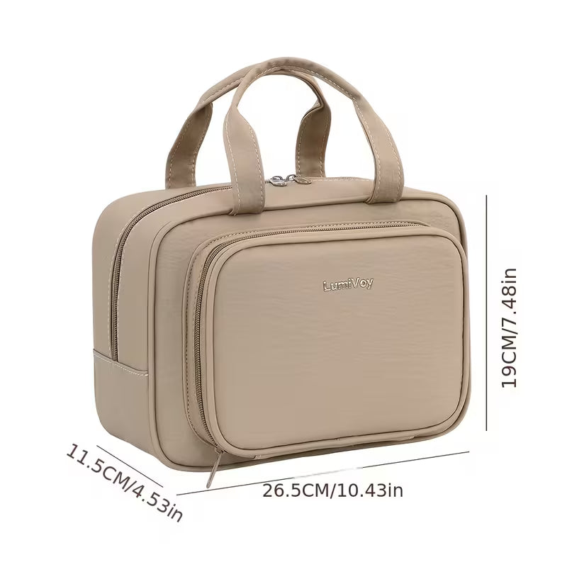 LumiVay Partitioned Storage Cosmetics Bag | Linen