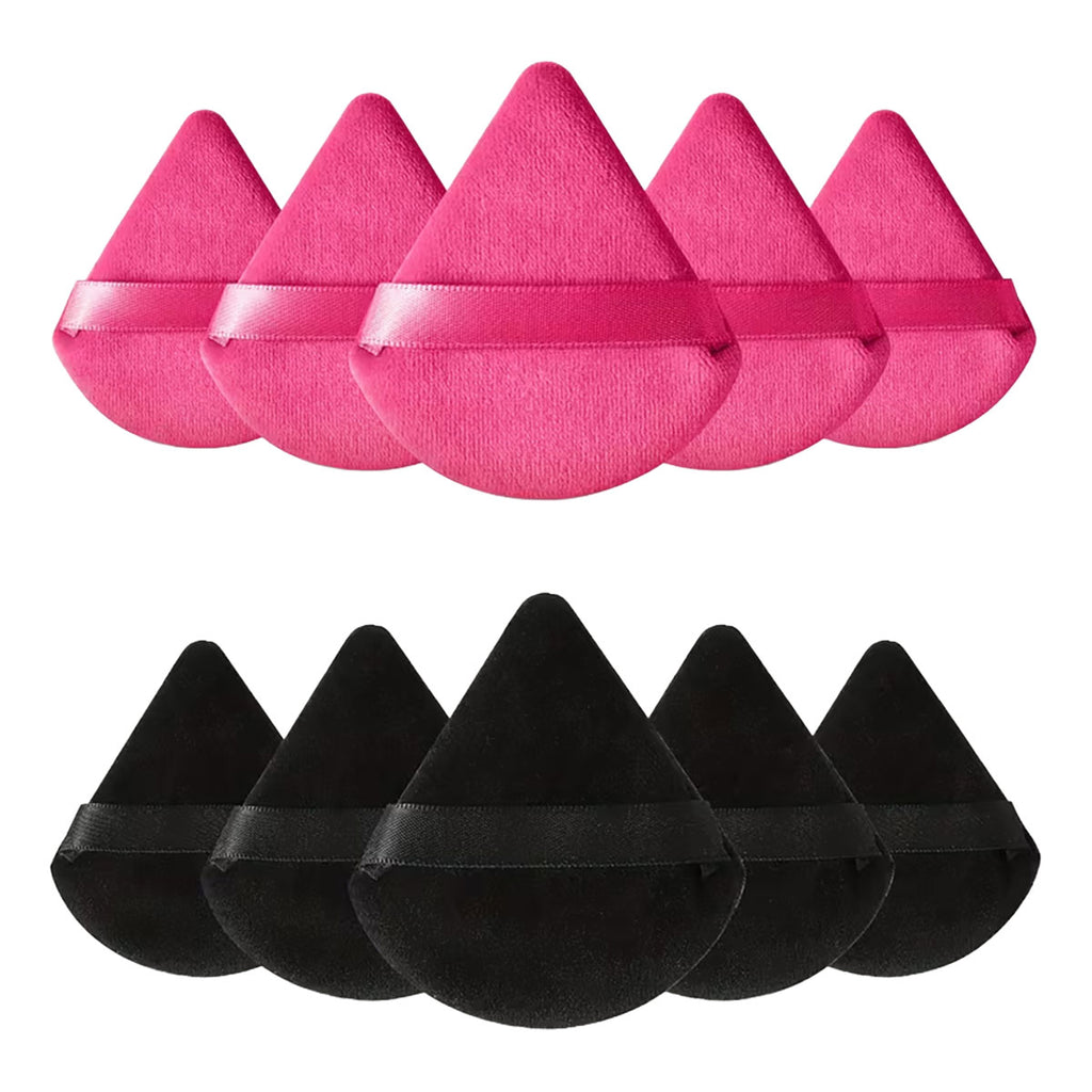 Reusable Triangle Makeup Powder Puff 10 Pieces | Hot Pink & Black