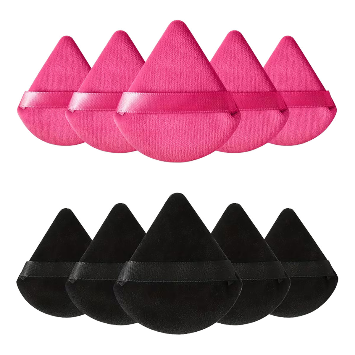 Reusable Triangle Makeup Powder Puff 10 Pieces | Hot Pink & Black
