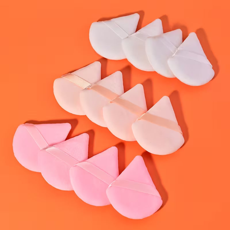 Reusable Triangle Makeup Powder Puff 12 Pieces | Pink, Peach & White