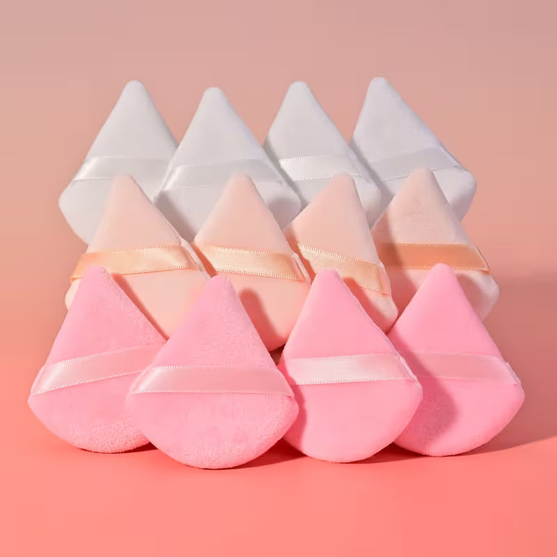 Reusable Triangle Makeup Powder Puff 12 Pieces | Pink, Peach & White