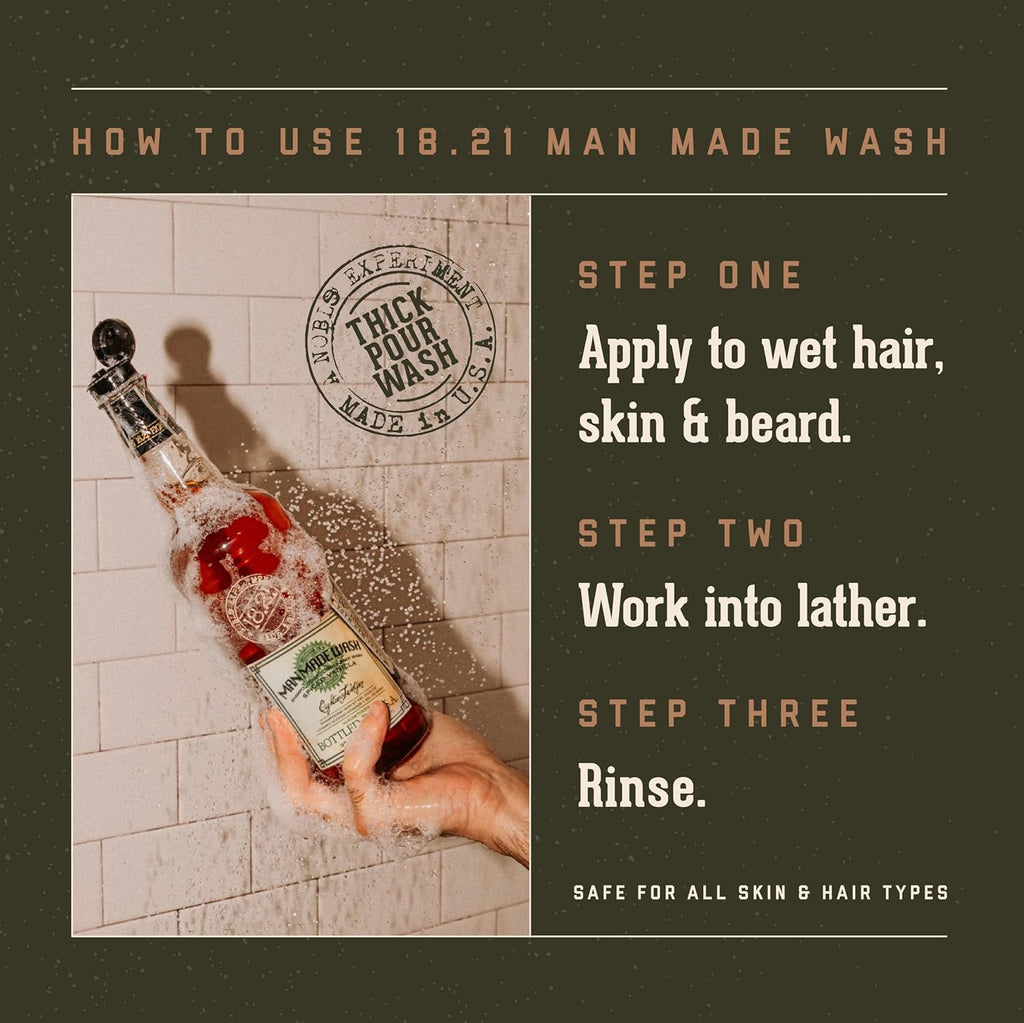 18.21 Man Made Shampoo, Conditioner, Beard & Body Wash Mini 50 ml / 1.7 oz | Spiced Vanilla