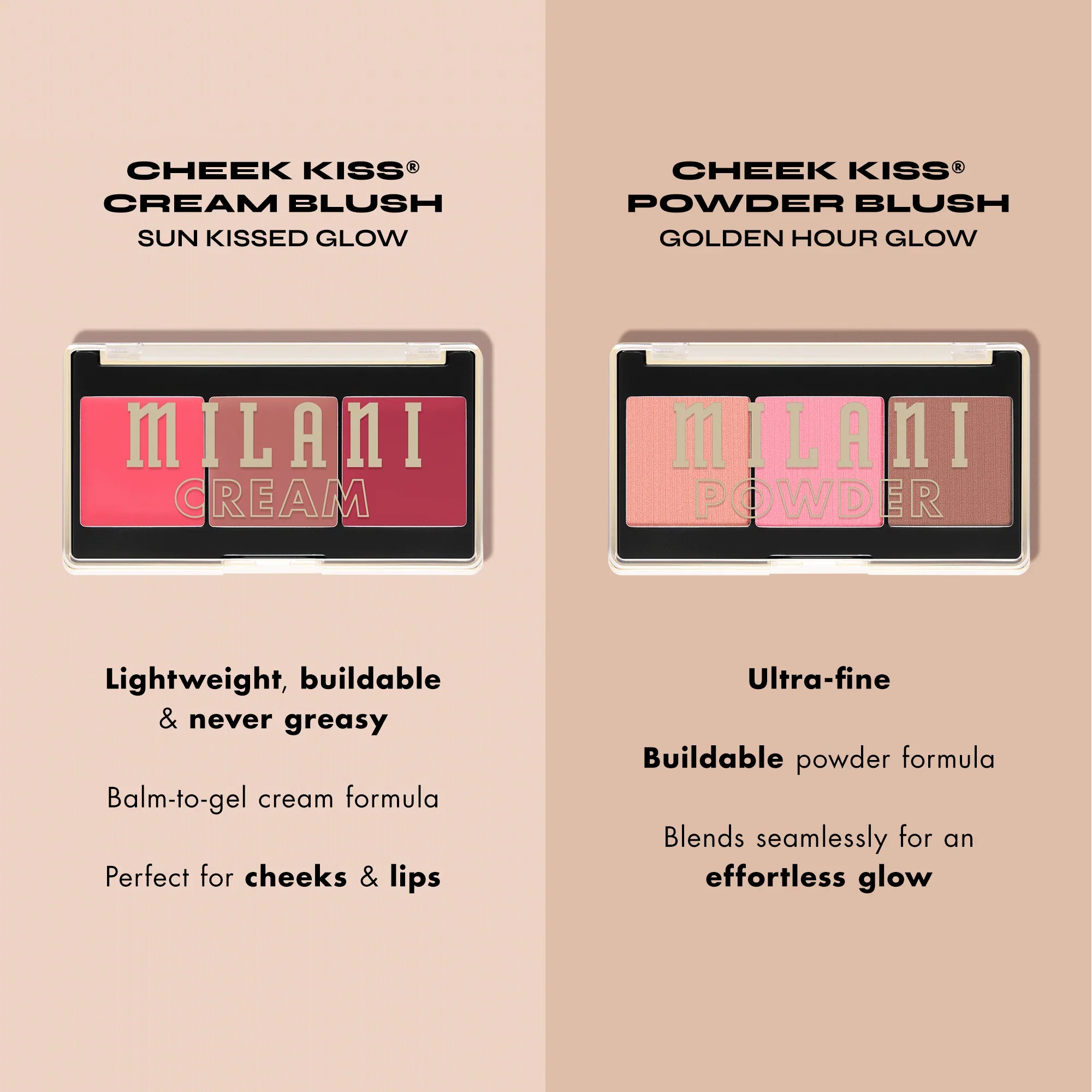 Milani Cheek Kiss Cream Blush Palette | 110 Sun Kissed Glow