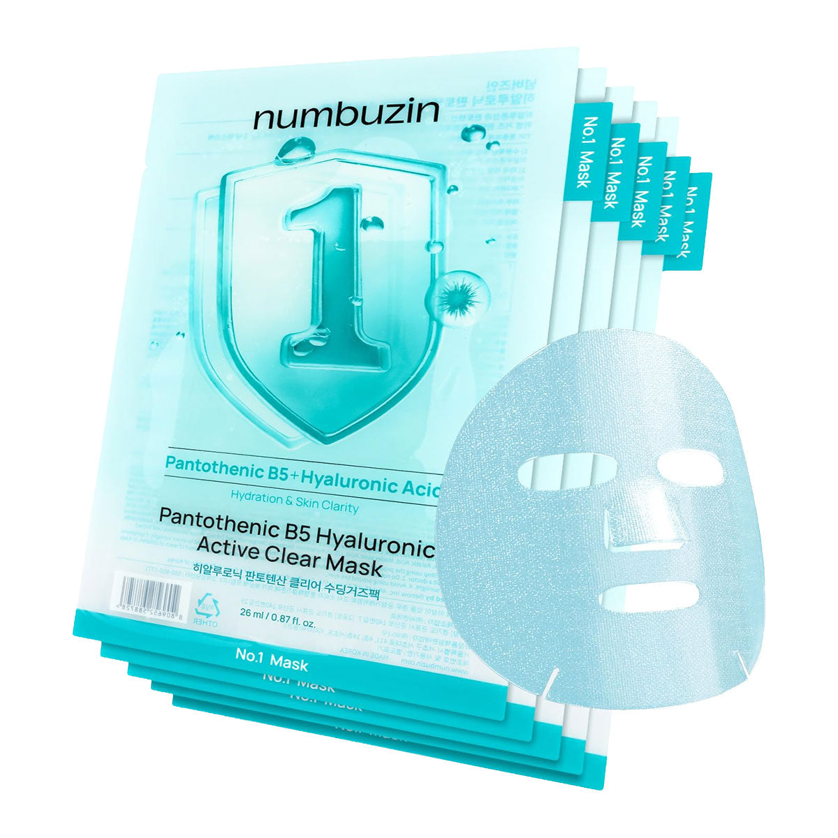 Numbuzin No.1 Pantothenic B5 Hyaluronic Active Clear Mask (5ea)