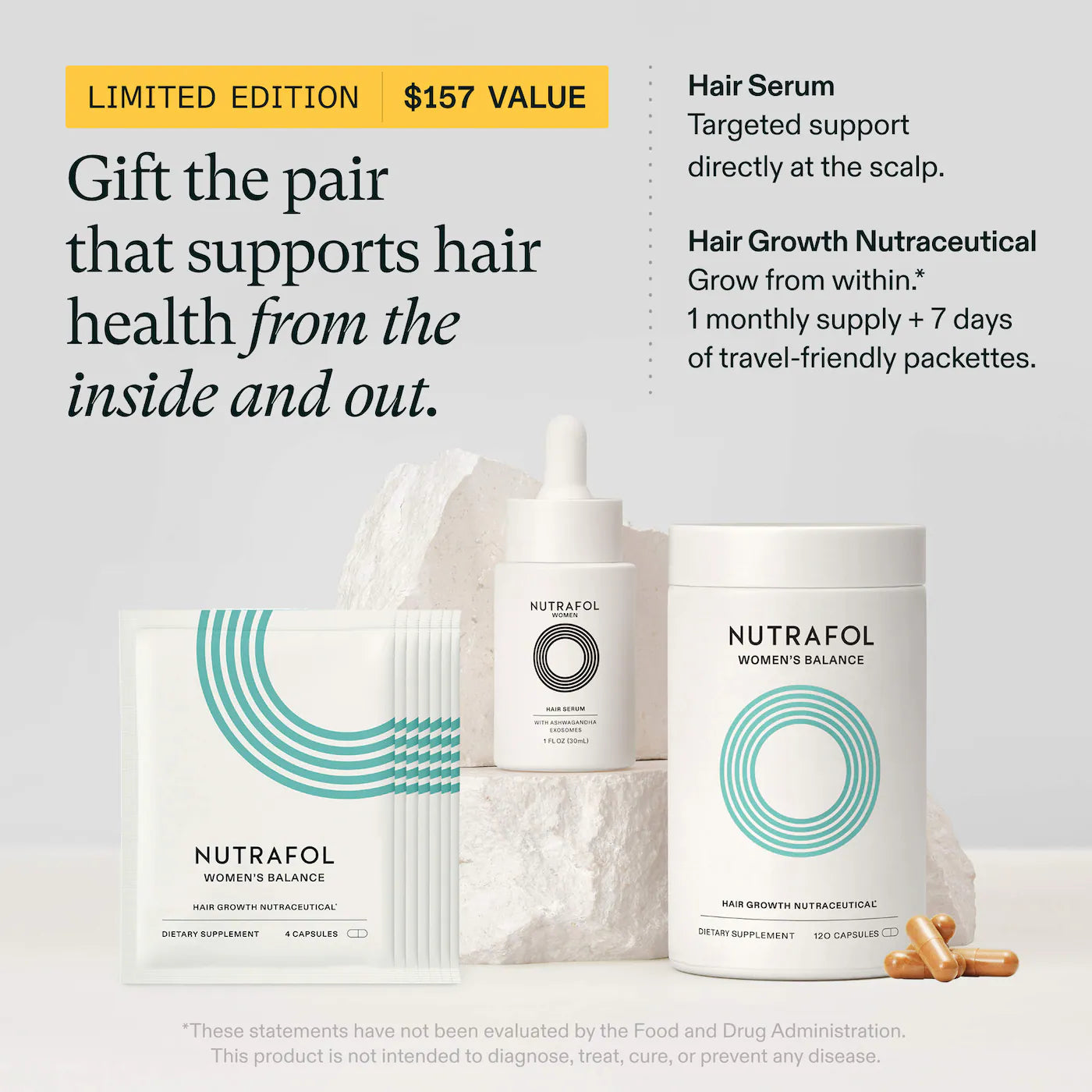 Nutrafol Women's Balance 45+ Hair Growth Supplements & Serum Gift Set for Thinning Hair