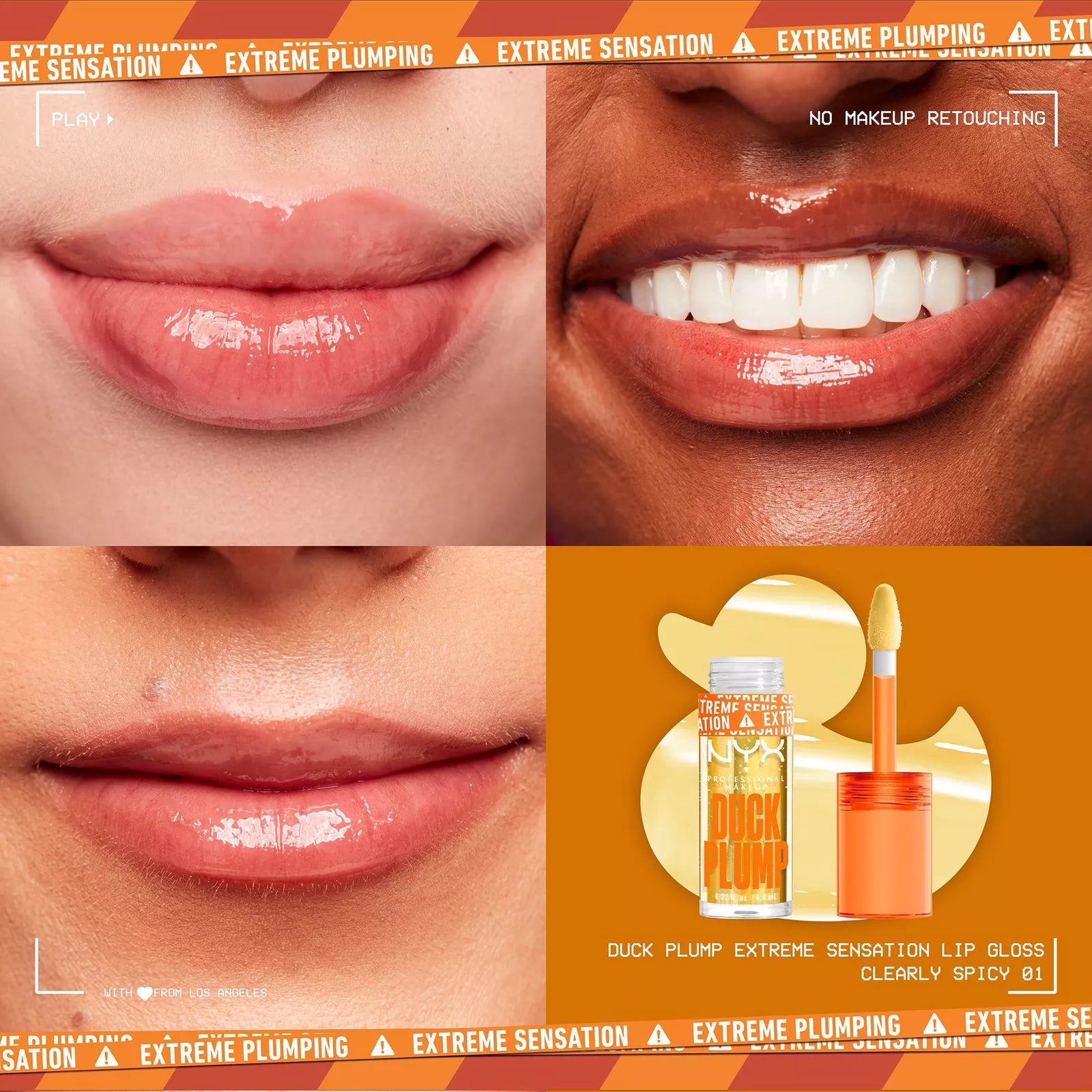 NYX Duck Plump High Pigment Plumping Gloss Deluxe Sample 2.7 ml / 0.09 oz | 01 Clearly Spicy