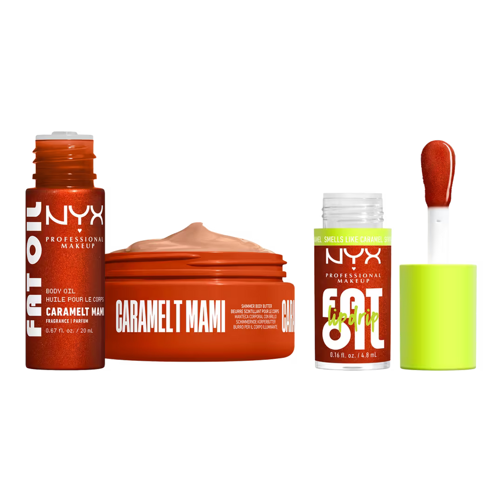 NYX Fat Oil Lip Drip and Body Kit | Caramelt Mami