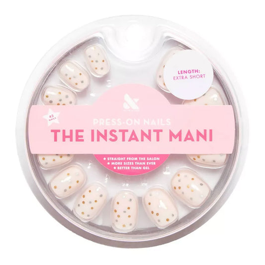 Olive & June Press-On Nails The Instant Mani | Extra Short Round Metallic Confetti