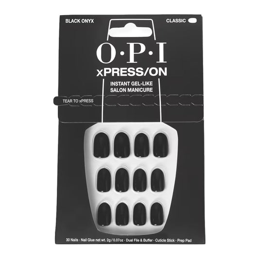 OPI xPRESS/On Short Solid Color Press On Nails | Black Onyx