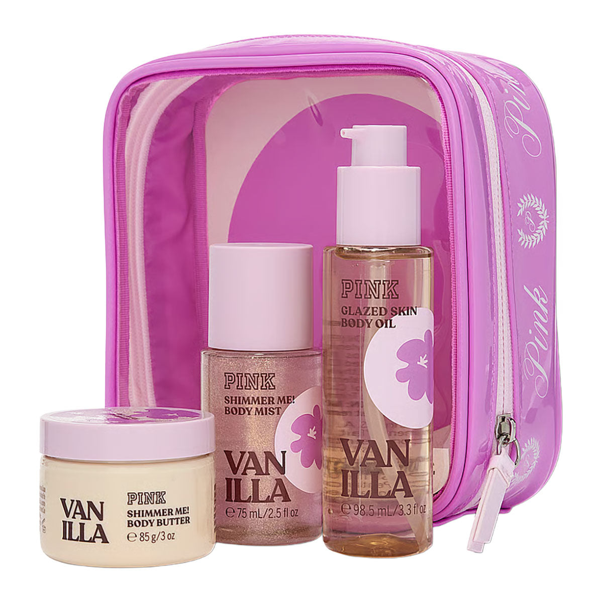 Victoria's Secret Pink Let's Glow Away Shimmer Travel Set | Vanilla