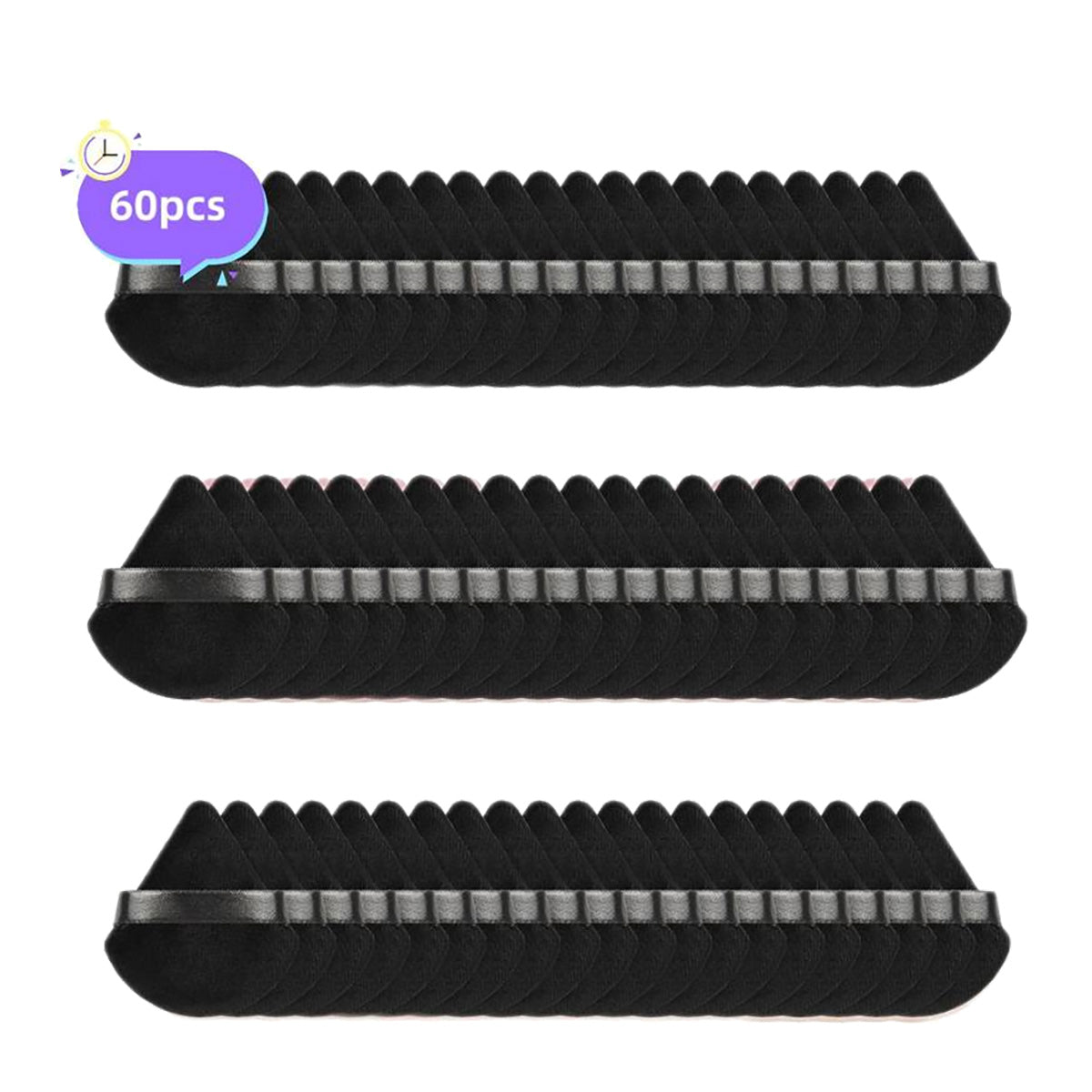 Reusable Triangle Makeup Powder Puff 60 Pieces | Black