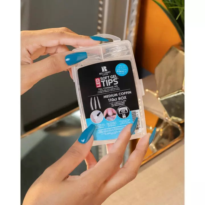 Red Carpet Manicure LED Soft Gel Tips | Medium Coffin 110 Tips