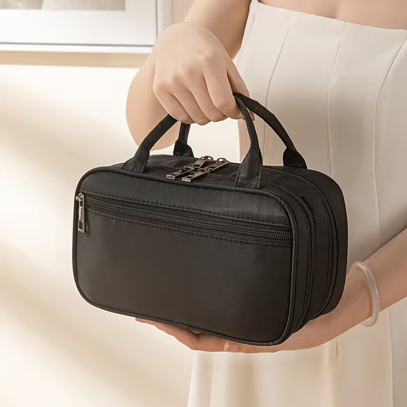 Relavel Double Layer Brush Holder Makeup Bag | Black