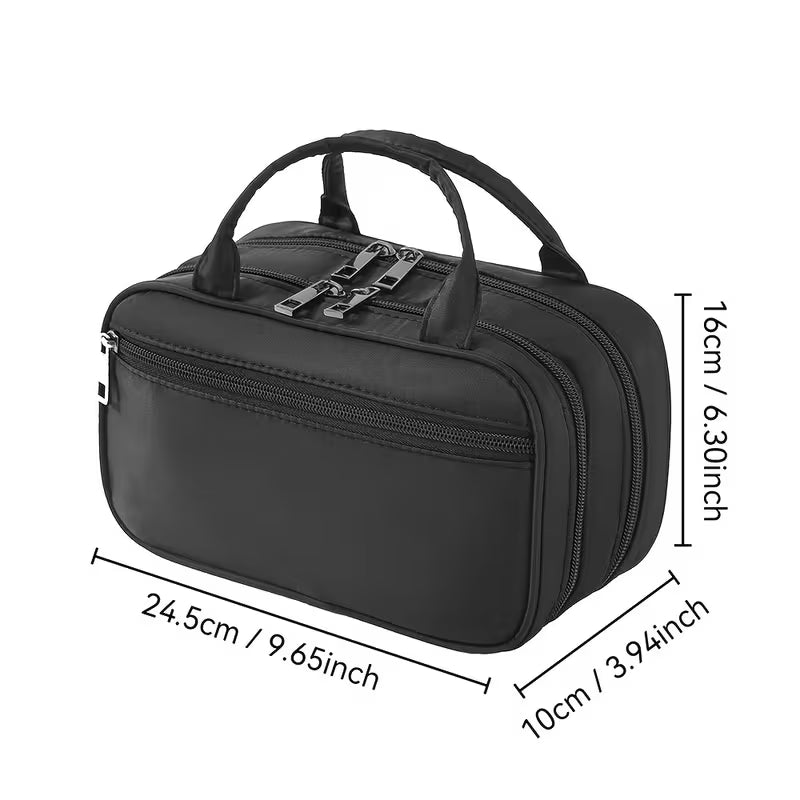 Relavel Double Layer Brush Holder Makeup Bag | Black