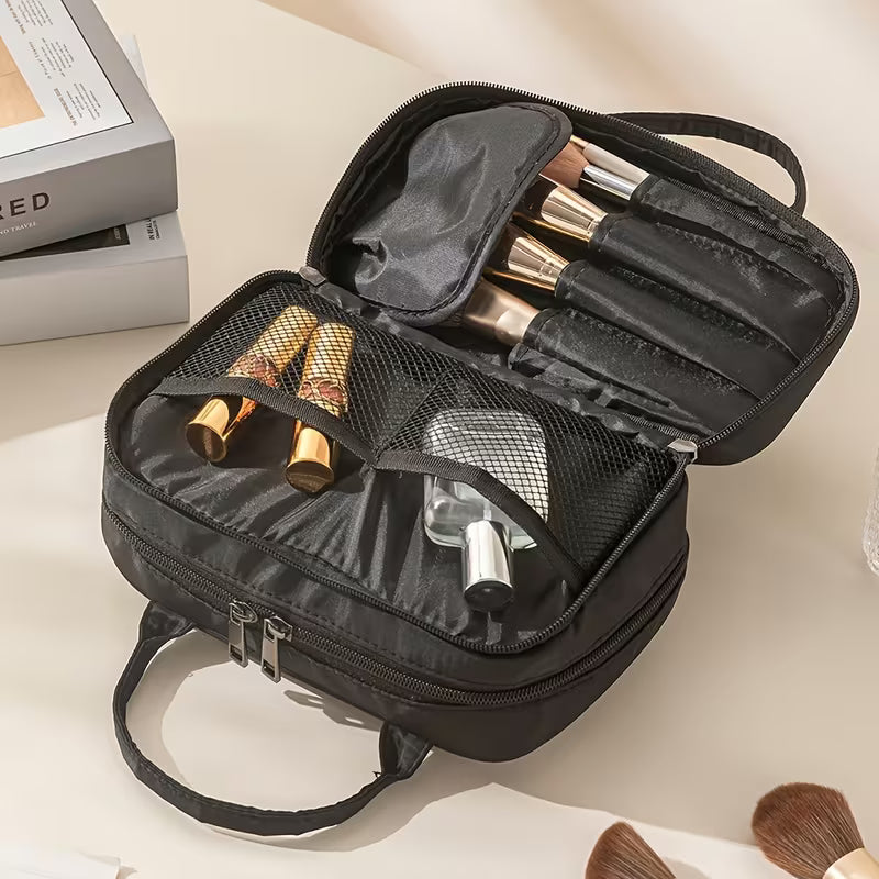 Relavel Double Layer Brush Holder Makeup Bag | Black