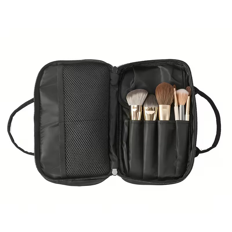 Relavel Double Layer Brush Holder Makeup Bag | Black