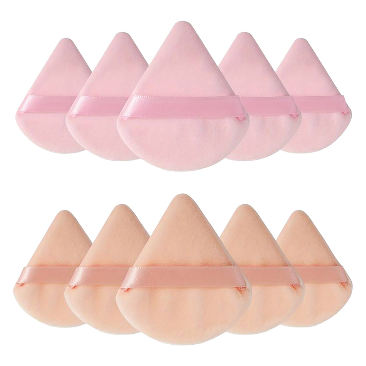 Reusable Triangle Makeup Powder Puff 10 Pieces | Pink & Light Beige