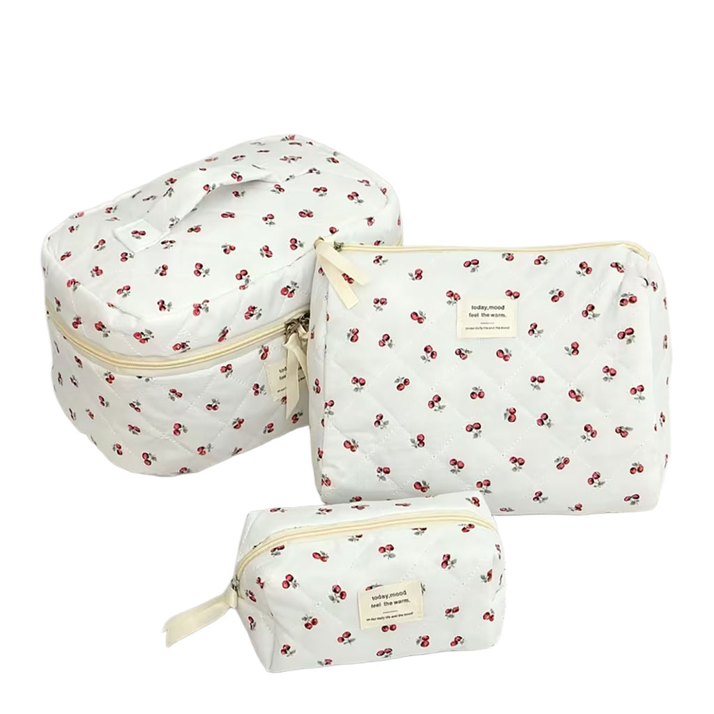 Rili Bags 3 Piece Bundle Makeup & Cosmetics Bag | Cherry Pattern