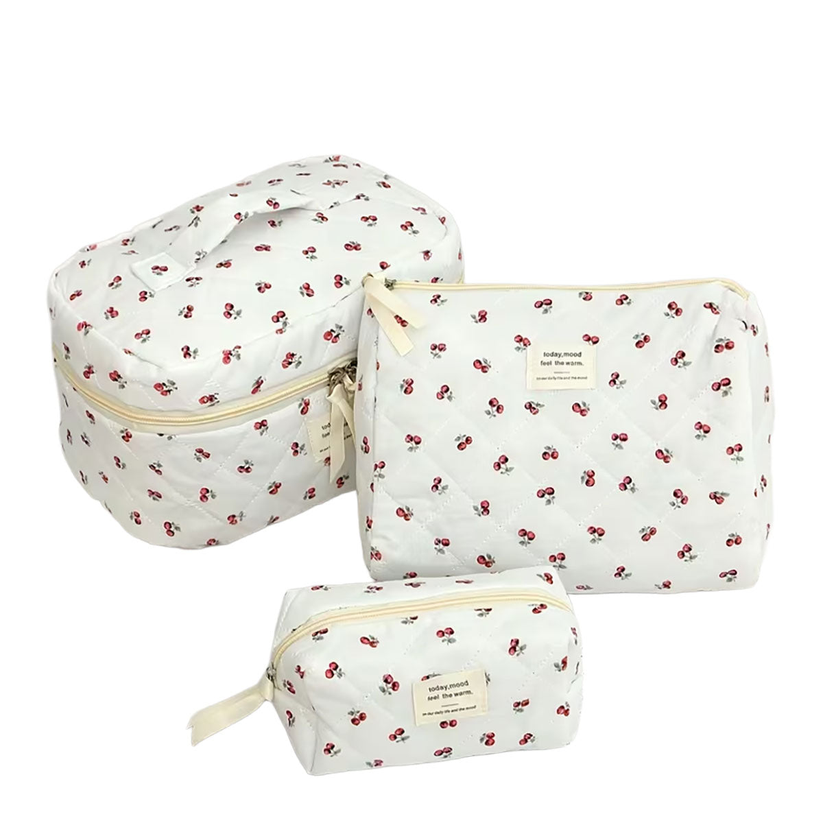 Rili Bags 3 Piece Bundle Makeup & Cosmetics Bag | Cherry Pattern
