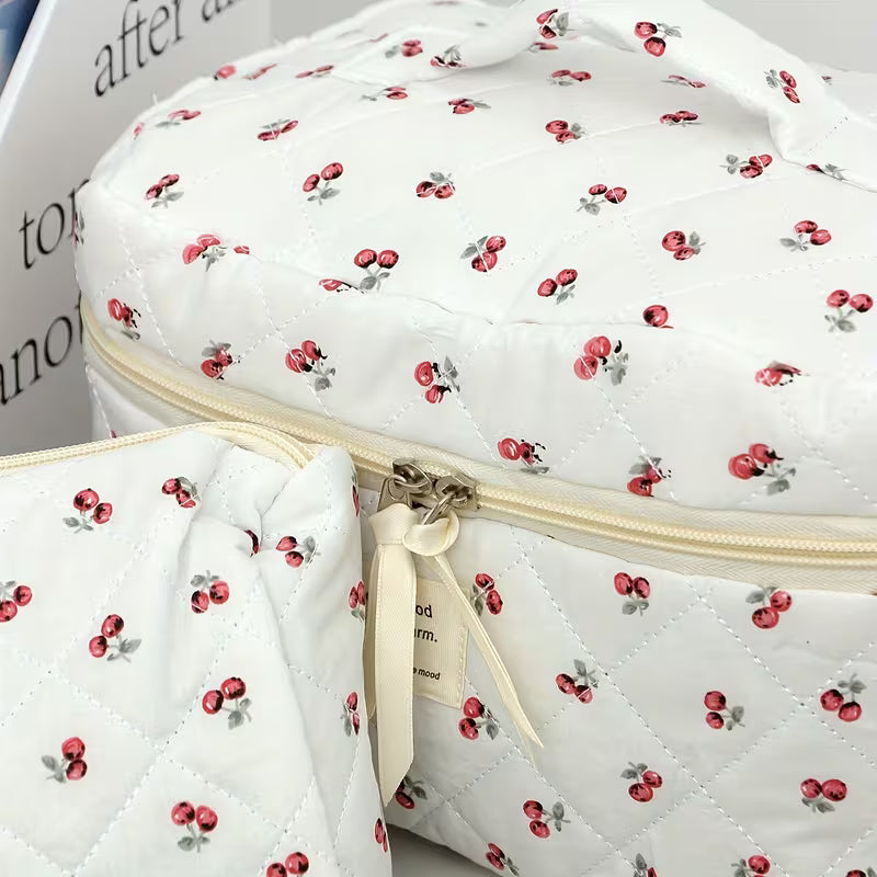 Rili Bags 3 Piece Bundle Makeup & Cosmetics Bag | Cherry Pattern